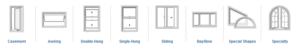 Illustration of different window types