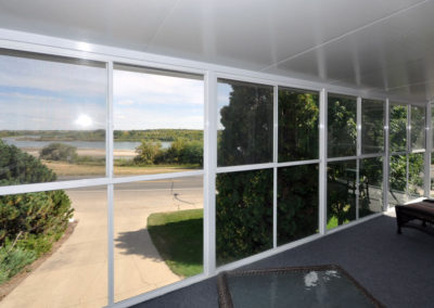 All glass wall solarium with view of South Saskatchewan River