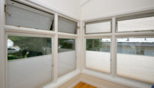 Interior view of windows with built-in blinds