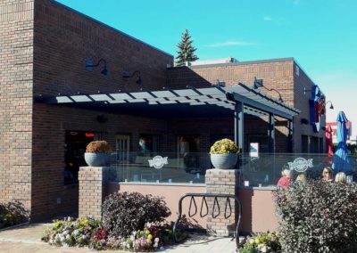 Fudruckers Saskatoon patio aluminum pergola